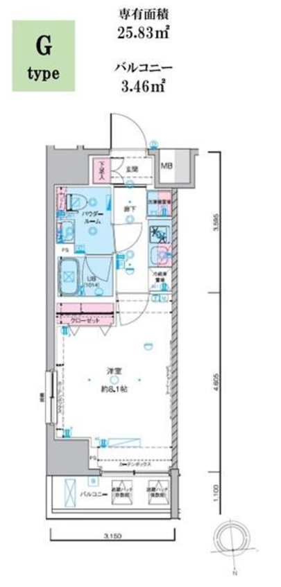 ジェノヴィア東神田グリーンヴェール　1110号室　間取り