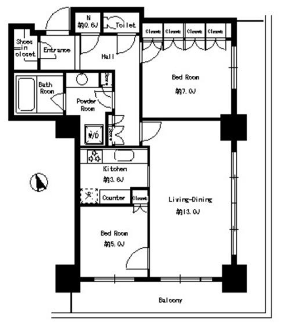 パークタワー芝浦ベイワード アーバンウイング　1902号室　間取り