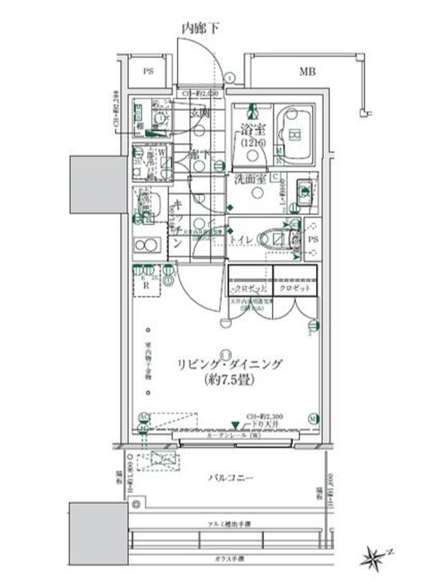 ローレルタワールネ浜松町　404号室　間取り