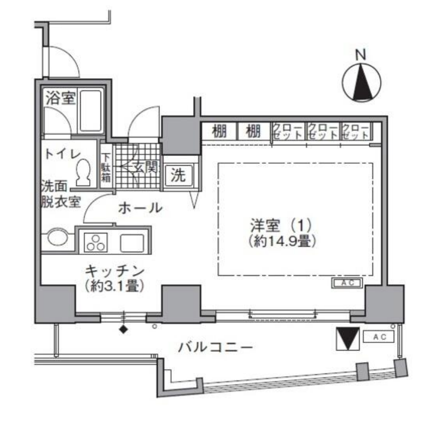 アクティ汐留　407号室　間取り