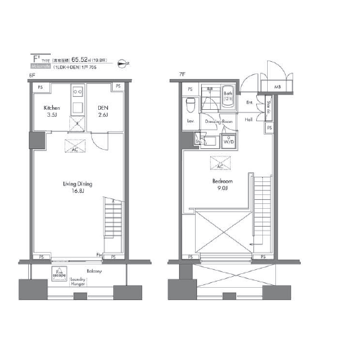 グラディート汐留ロッソ　705号室　間取り