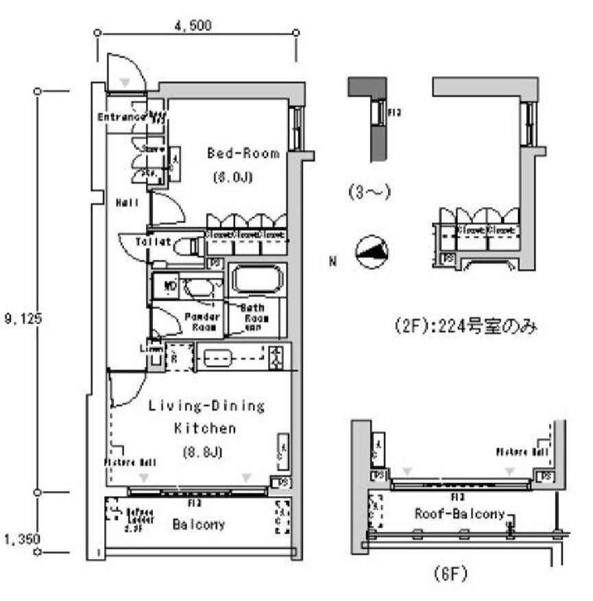 フロンティアレジデンス南麻布(旧：ルフォンプログレ南麻布)　517号室　間取り