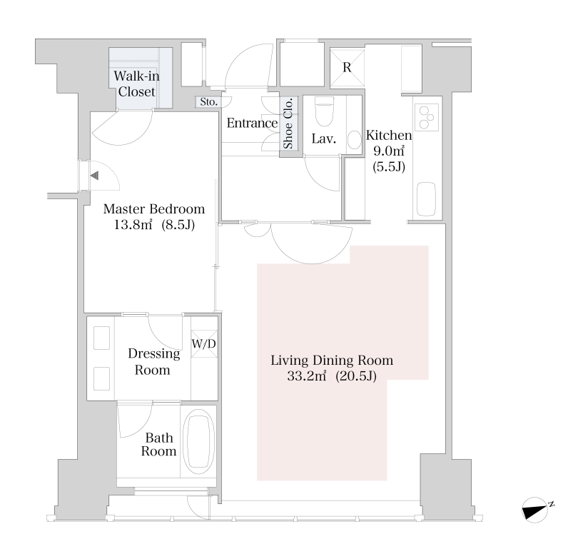セントラルパークタワー・ラ・トゥール新宿　3816号室　間取り