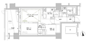パークスフィア牛込神楽坂　101号室　間取り