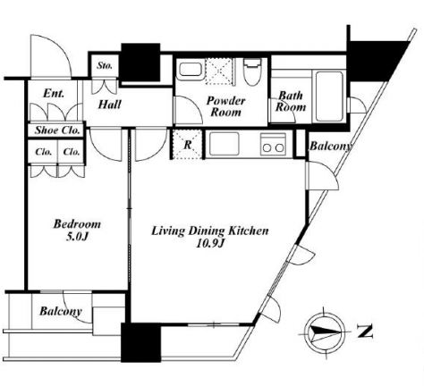 プライムアーバン新宿夏目坂タワーレジデンス　2205号室　間取り