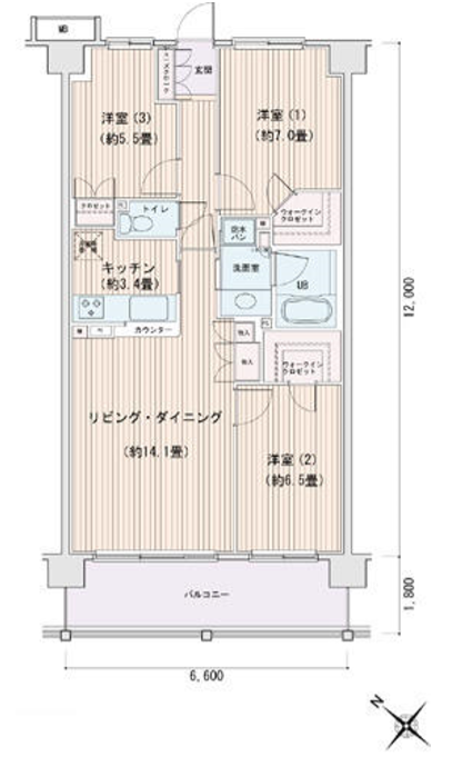 エスティメゾン豊洲レジデンス　D棟739号室　間取り