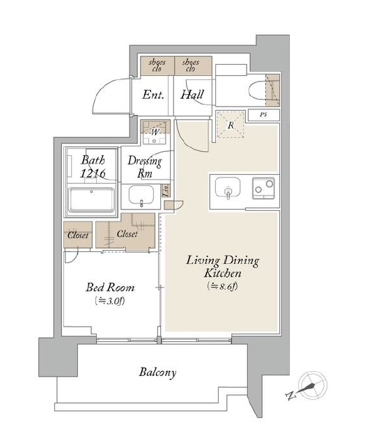 オーキッドレジデンス芝浦　1003号室　間取り
