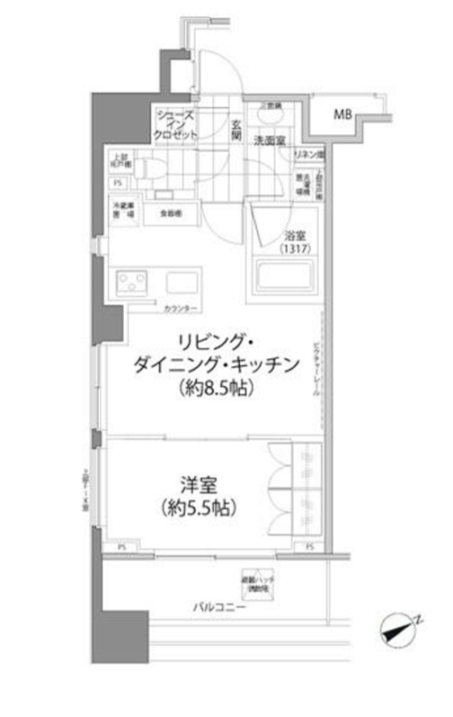 パークハビオ西新宿　1206号室　間取り