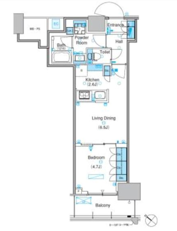 パークアクシス豊洲キャナル　1416号室　間取り