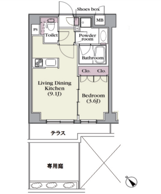 プラチナコート中目黒　102号室　間取り