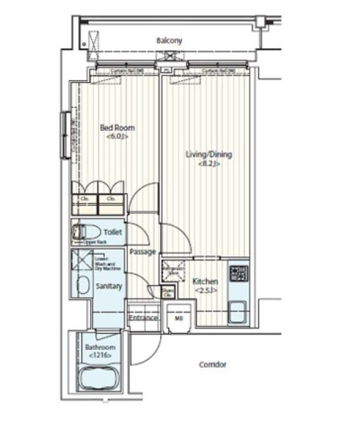 ドゥーエ新富町　802号室　間取り