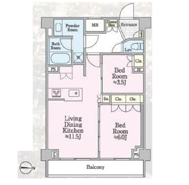 プレール・ドゥーク新宿West　603号室　間取り