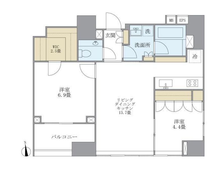 アパートメンツタワー麻布十番　1203号室　間取り