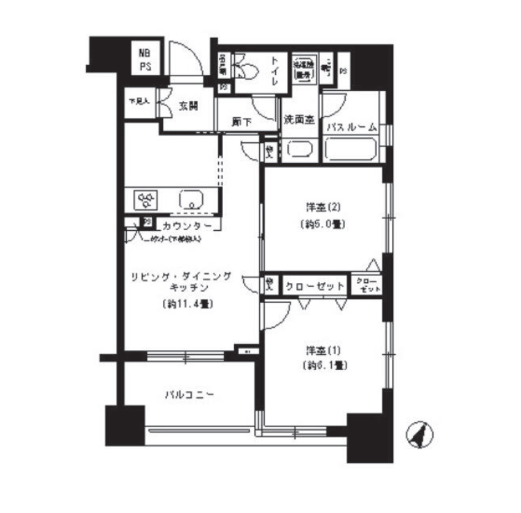 パークキューブ市ヶ谷　702号室　間取り