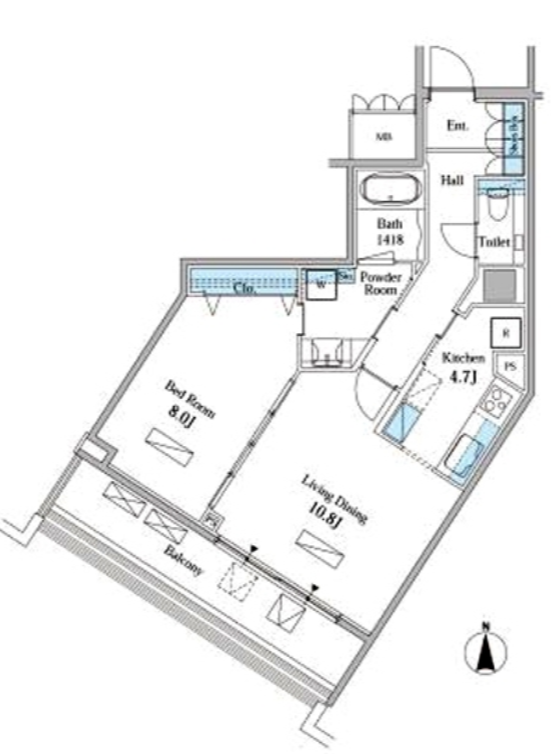 モメント汐留　1802号室　間取り