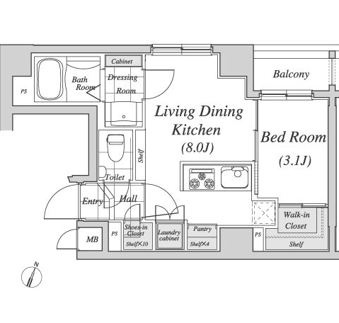 レジディア神田　602号室　間取り