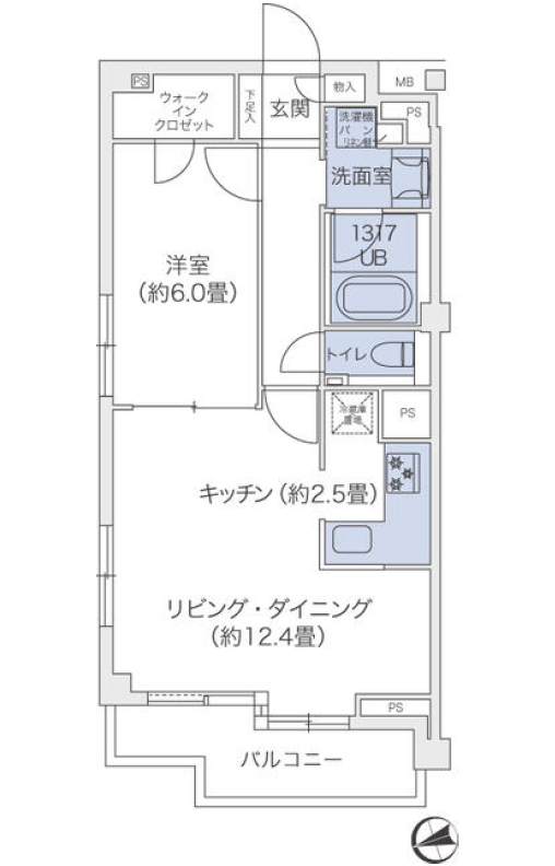 代官山BLESS鉢山　203号室　間取り