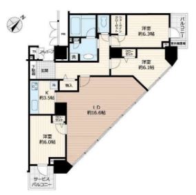 アップルタワー東京キャナルコート　2508号室　間取り