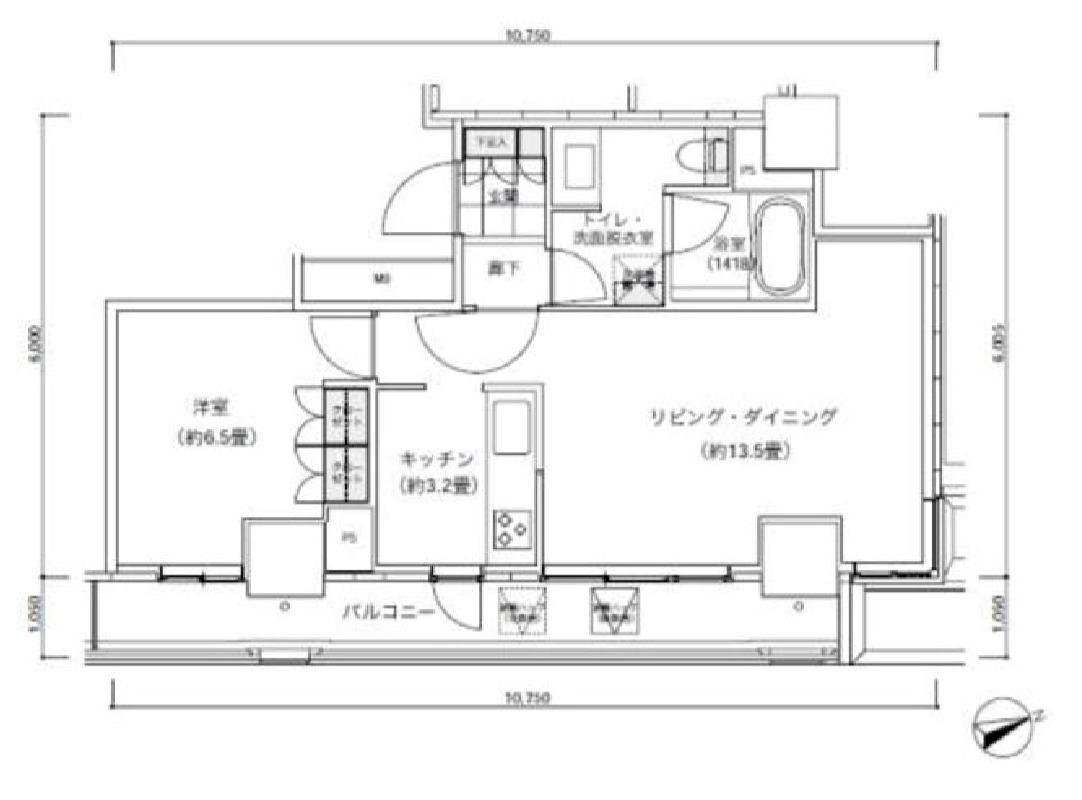 パークキューブ愛宕山タワー　1905号室　間取り