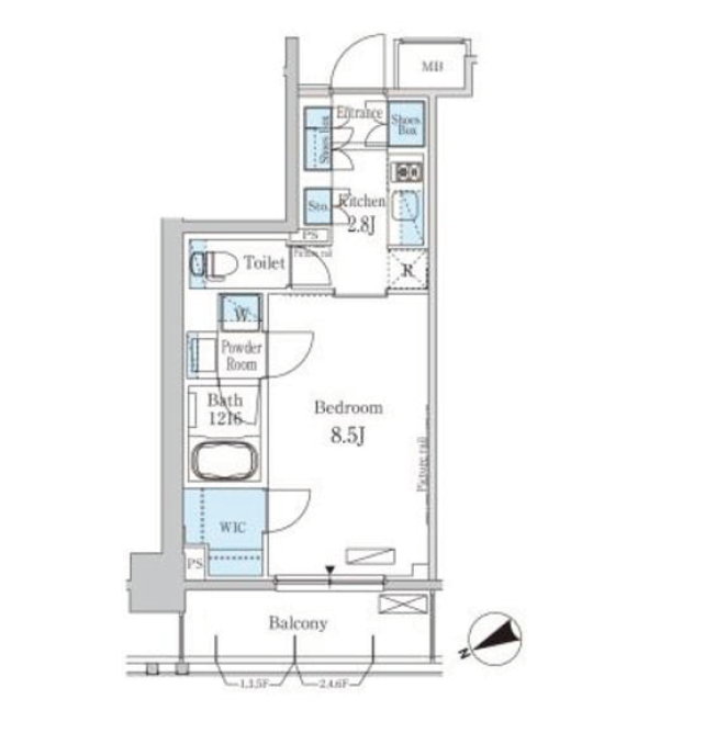 パークアクシス門前仲町・清澄庭園　603号室　間取り