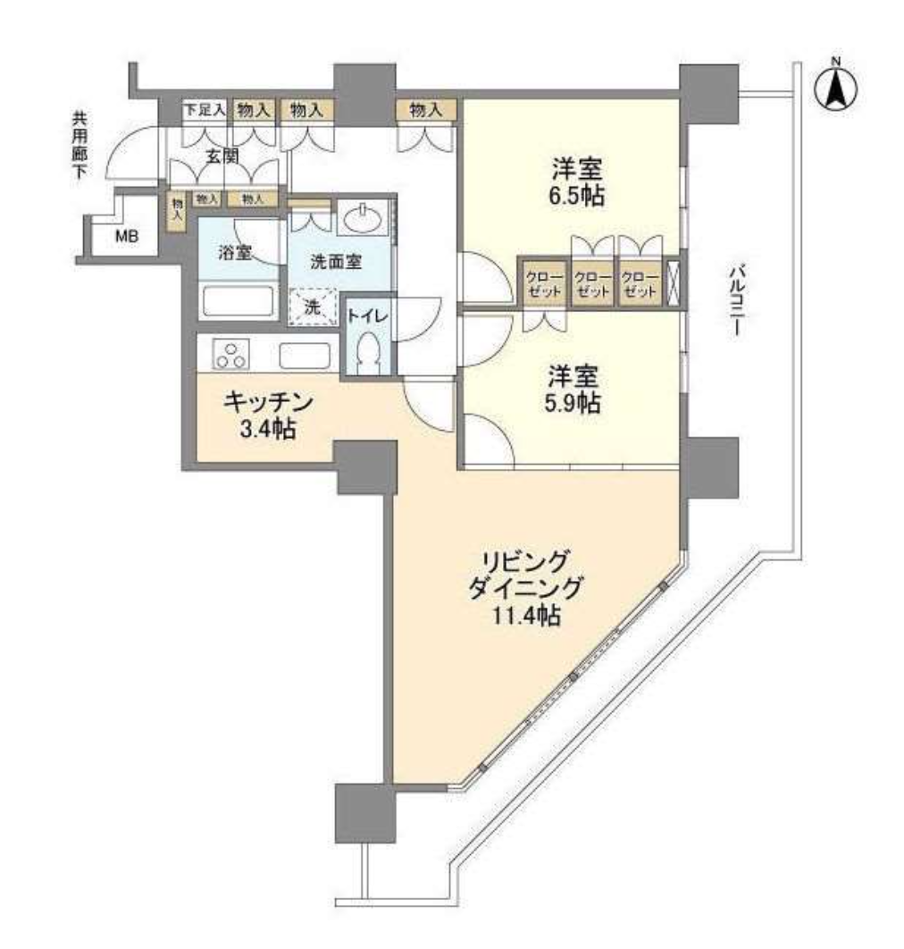 豊洲シエルタワー　1511号室　間取り