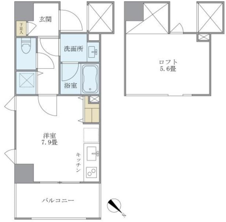 八ツ山三和ハウス　407号室　間取り