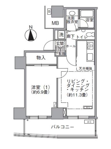 アクティ汐留　3709号室　間取り