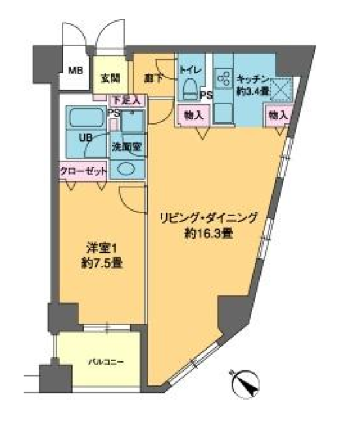 カスタリア茅場町　504号室　間取り