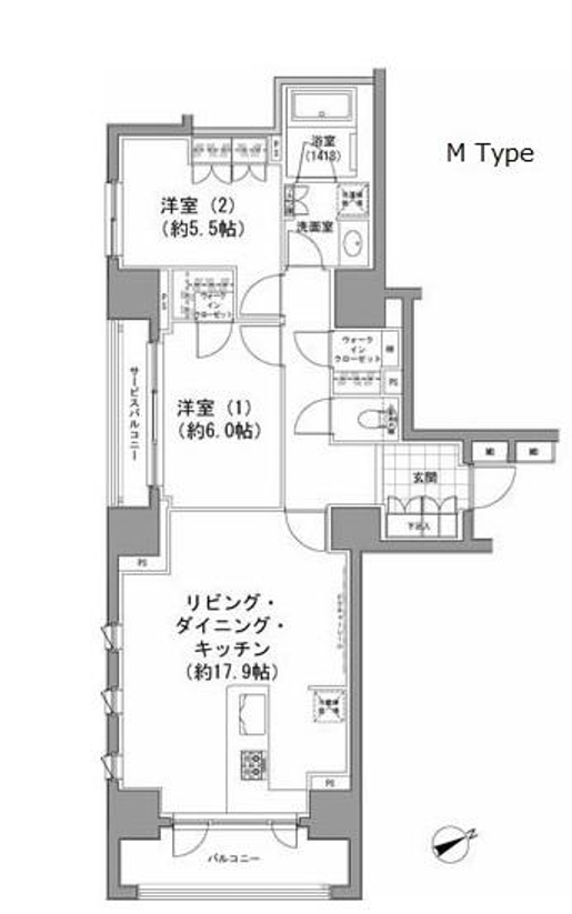 パークハビオ八丁堀　1204号室　間取り