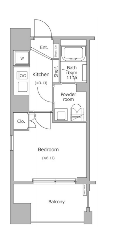 レジディア市ヶ谷　1201号室　間取り