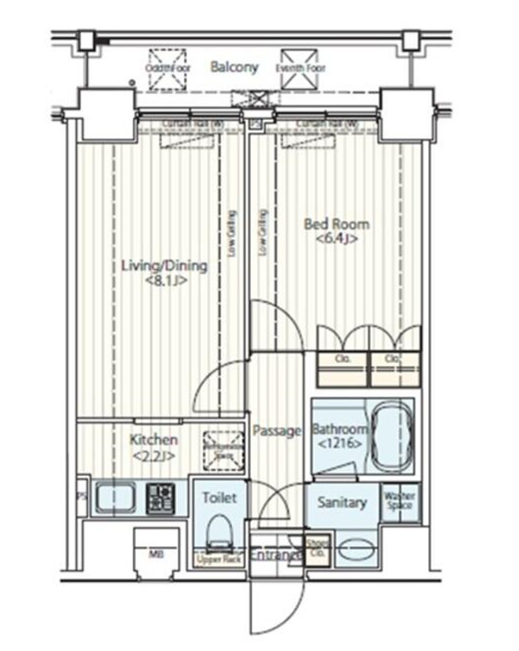 ドゥーエ新富町　803号室　間取り