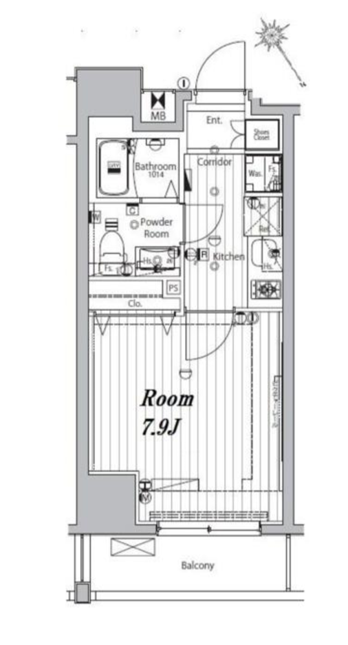 メイクスデザイン門前仲町リバープレイス　802号室　間取り