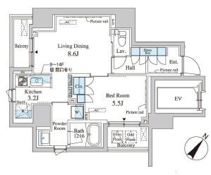 セレサ日本橋堀留町　801号室　間取り