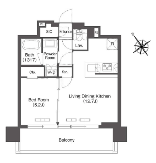 コンフォリア芝浦MOKU　302号室　間取り