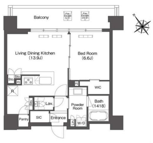 コンフォリア芝浦MOKU　307号室　間取り