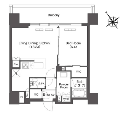 コンフォリア芝浦MOKU　408号室　間取り