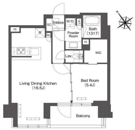 コンフォリア芝浦MOKU　504号室　間取り