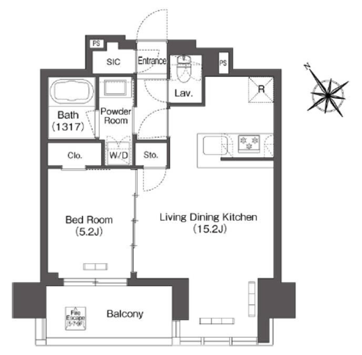 コンフォリア芝浦MOKU　802号室　間取り