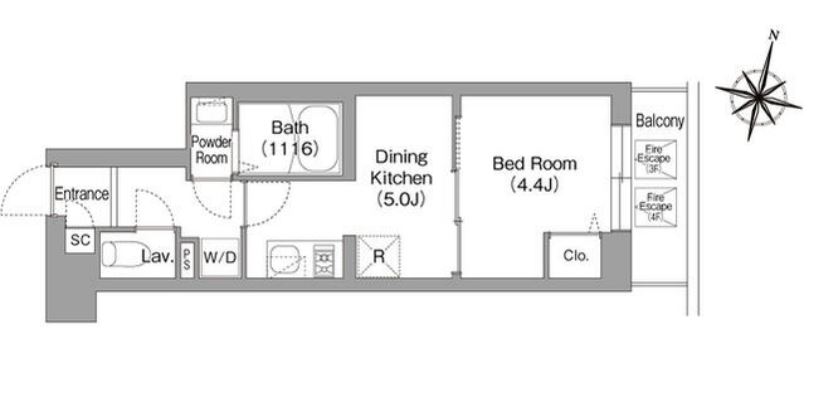 コンフォリア・リヴ目黒碑文谷　406号室　間取り