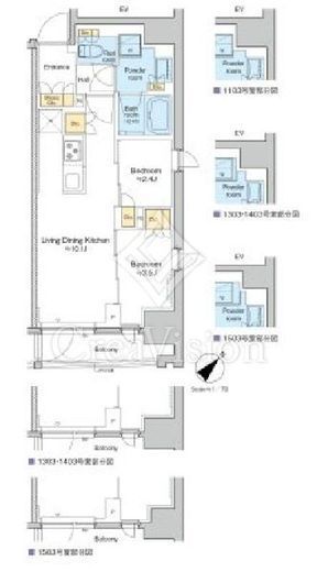 プラウドフラット日本橋馬喰町　1203号室　間取り