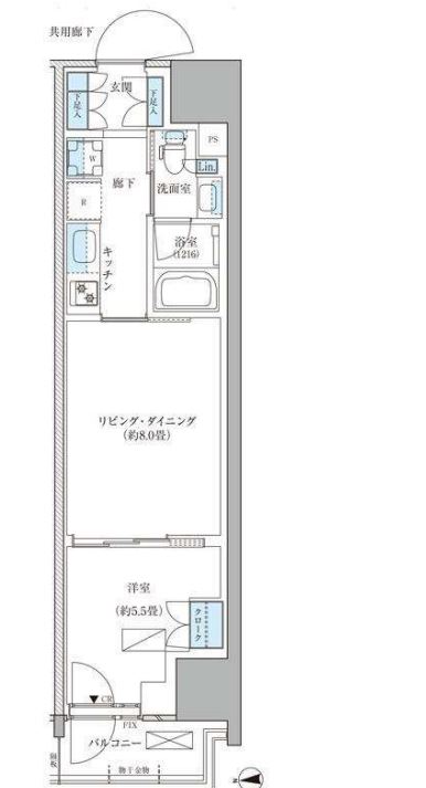 パークアクシス品川天王洲アイル　1202号室　間取り