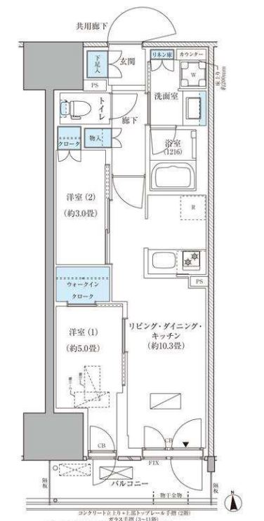 パークアクシス品川天王洲アイル　1209号室　間取り