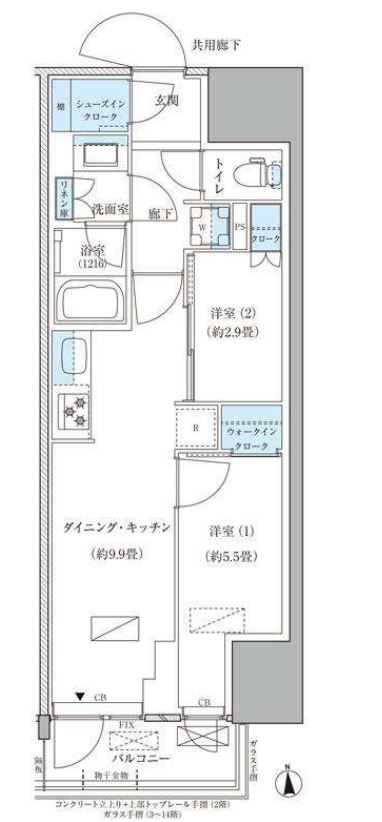 パークアクシス品川天王洲アイル　1210号室　間取り