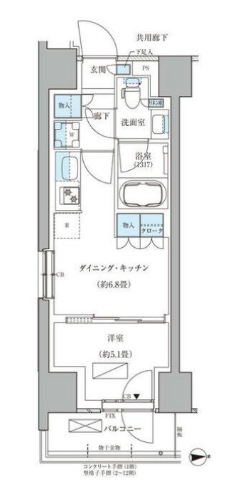 パークアクシス品川天王洲アイル　1017号室　間取り