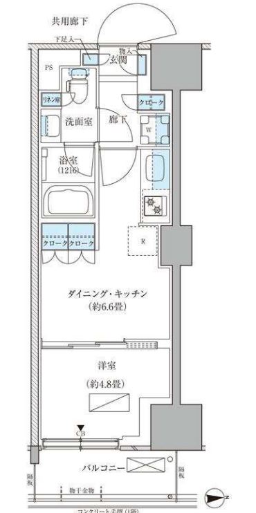 パークアクシス品川天王洲アイル　105号室　間取り