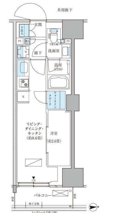 パークアクシス品川天王洲アイル　103号室　間取り