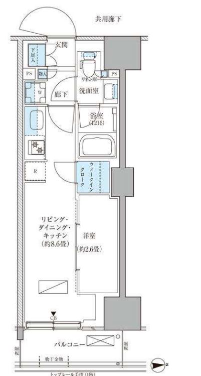 パークアクシス品川天王洲アイル　420号室　間取り