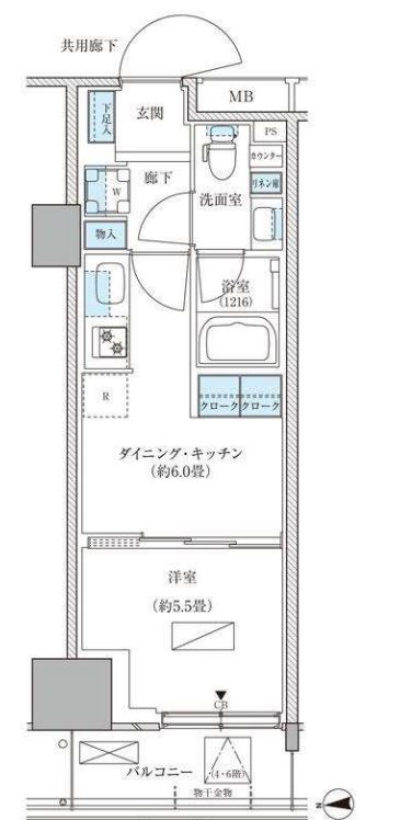 パークアクシス品川天王洲アイル　415号室　間取り