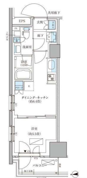 パークアクシス品川天王洲アイル　416号室　間取り