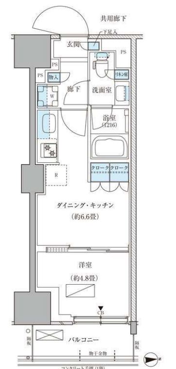 パークアクシス品川天王洲アイル　102号室　間取り
